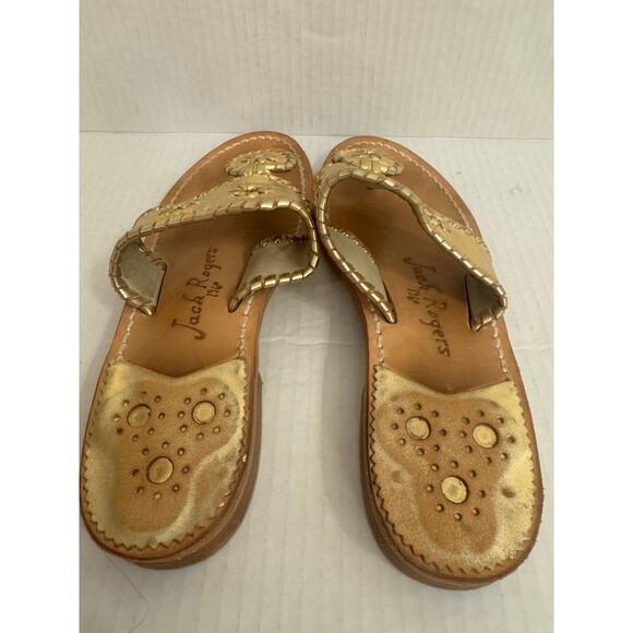 Jack Rogers Gold Jacks Classic Sandals Size 8.5 Beach Preppy Leather Low Heel - Picture 4 of 6
